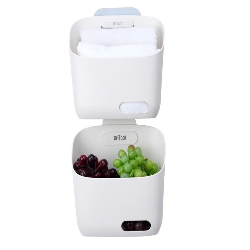 LeleCAT Plastic Hanging Basket Kitchen Storage organizer, Basket with Detachable hook, Hang it behind a door or on a railing, Over the Cabinet Door (Light White, Small) 2pack - Image 1